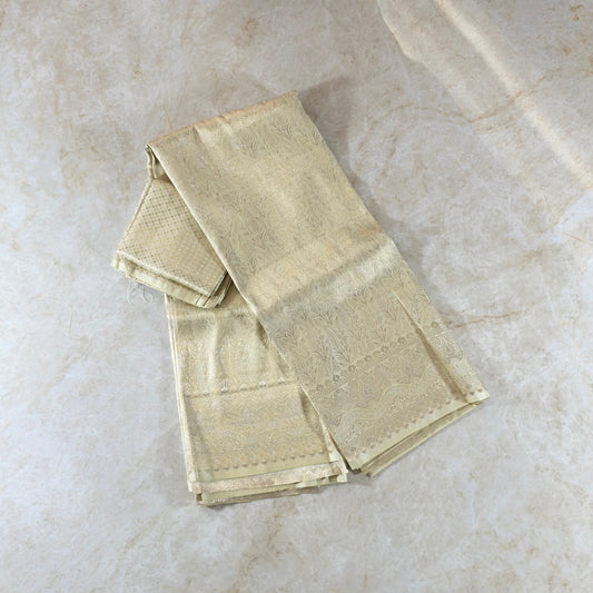 Saree Soft silk traditionnelle léger et fluide pastel –Beige