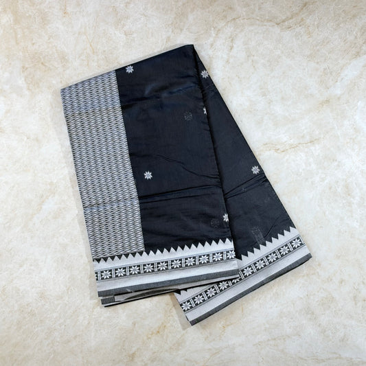 Saree Cotton simple - Noir Gris