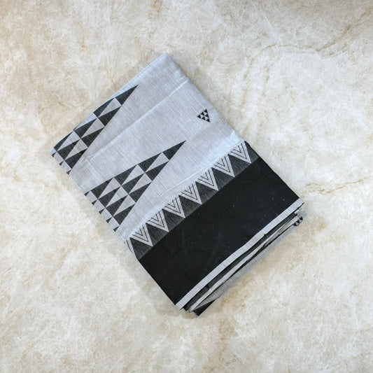 Saree Cotton simple - Blanc Gris