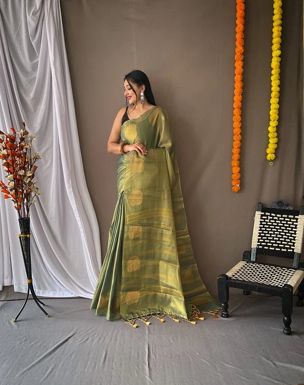 Saree Tissue silk Brillant -Vert