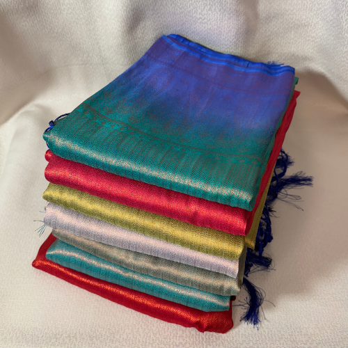 Saree Soft silk traditionnelle léger et fluide avec bordure contrasté –  Bleu