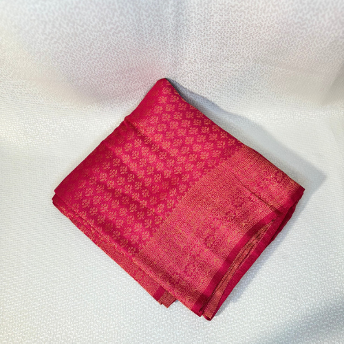 Saree Soft silk traditionnel léger et fluide - Rouge rosée