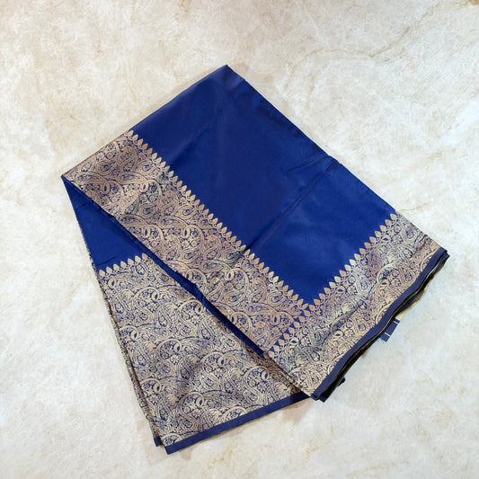 Soft Silk Saree with big Copper Border Purple
