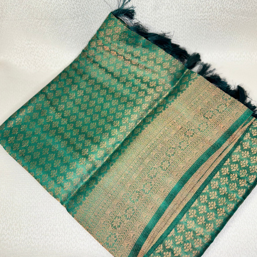 Saree Soft silk traditionnel léger et fluide  - Vert