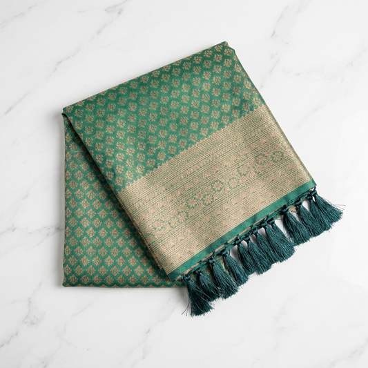 Saree Soft silk traditionnel léger et fluide  - Vert