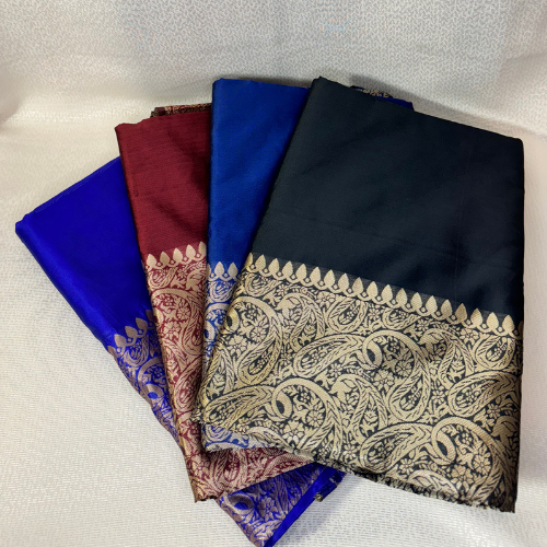 Soft Silk Saree with big Copper Border Purple