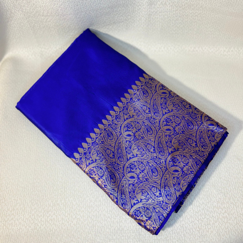 Saree silk léger avec large bordure – Bleu