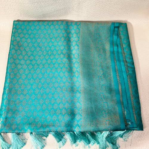 Saree Soft silk traditionnel léger et fluide - Turquoise bleu