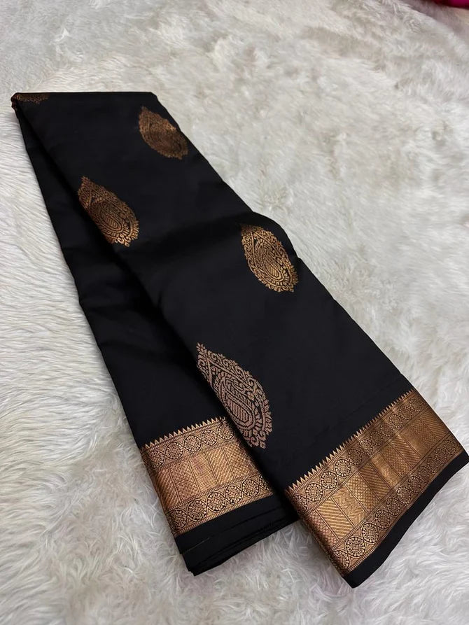 Sur commande : Saree kanchipuram- Pure silk- silk mark Certified black