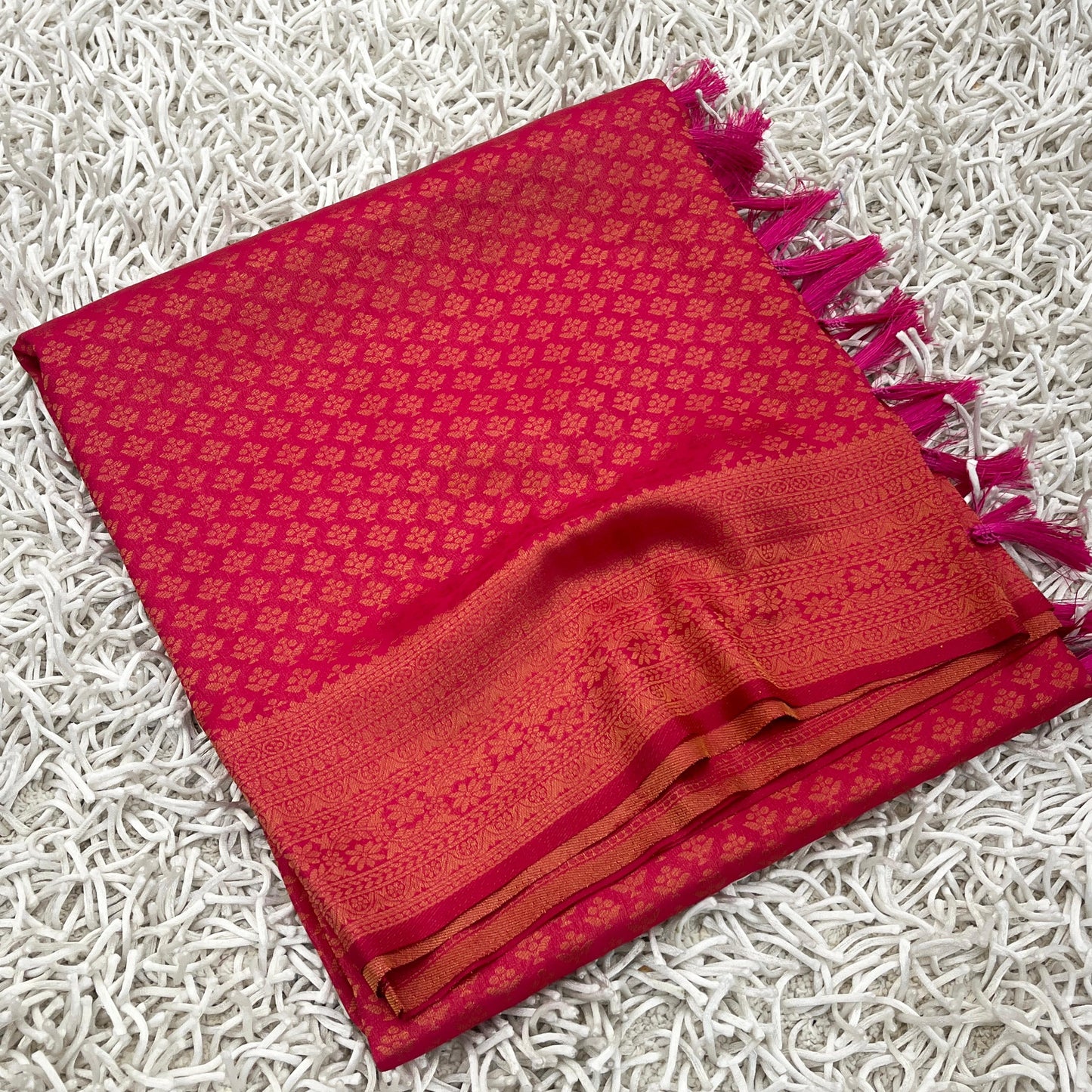 Saree Soft silk traditionnel léger et fluide - Rouge rosée