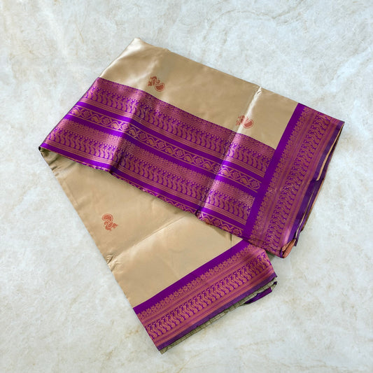 Traditionna Soft silk gray with violet Border