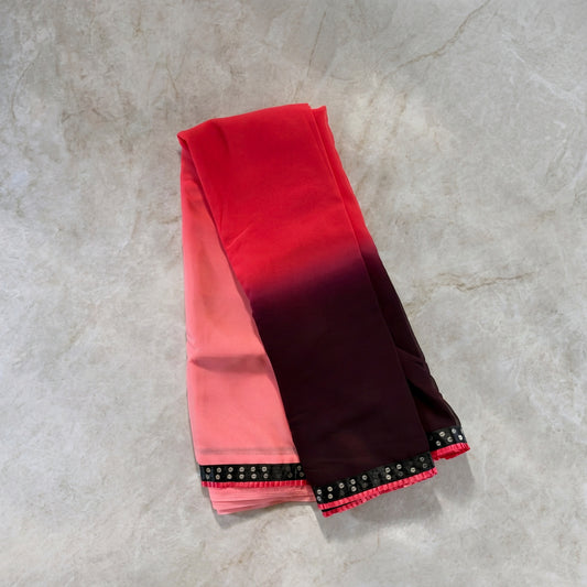Saree dégradé – Corail rose / noir