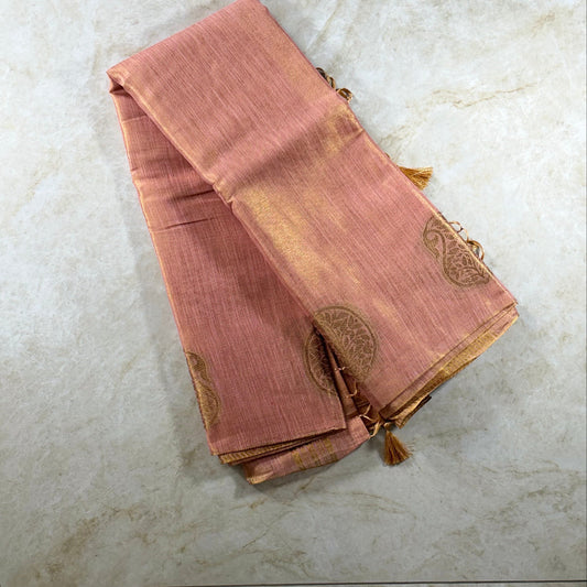 Saree Tissue silk Brillant -Corail