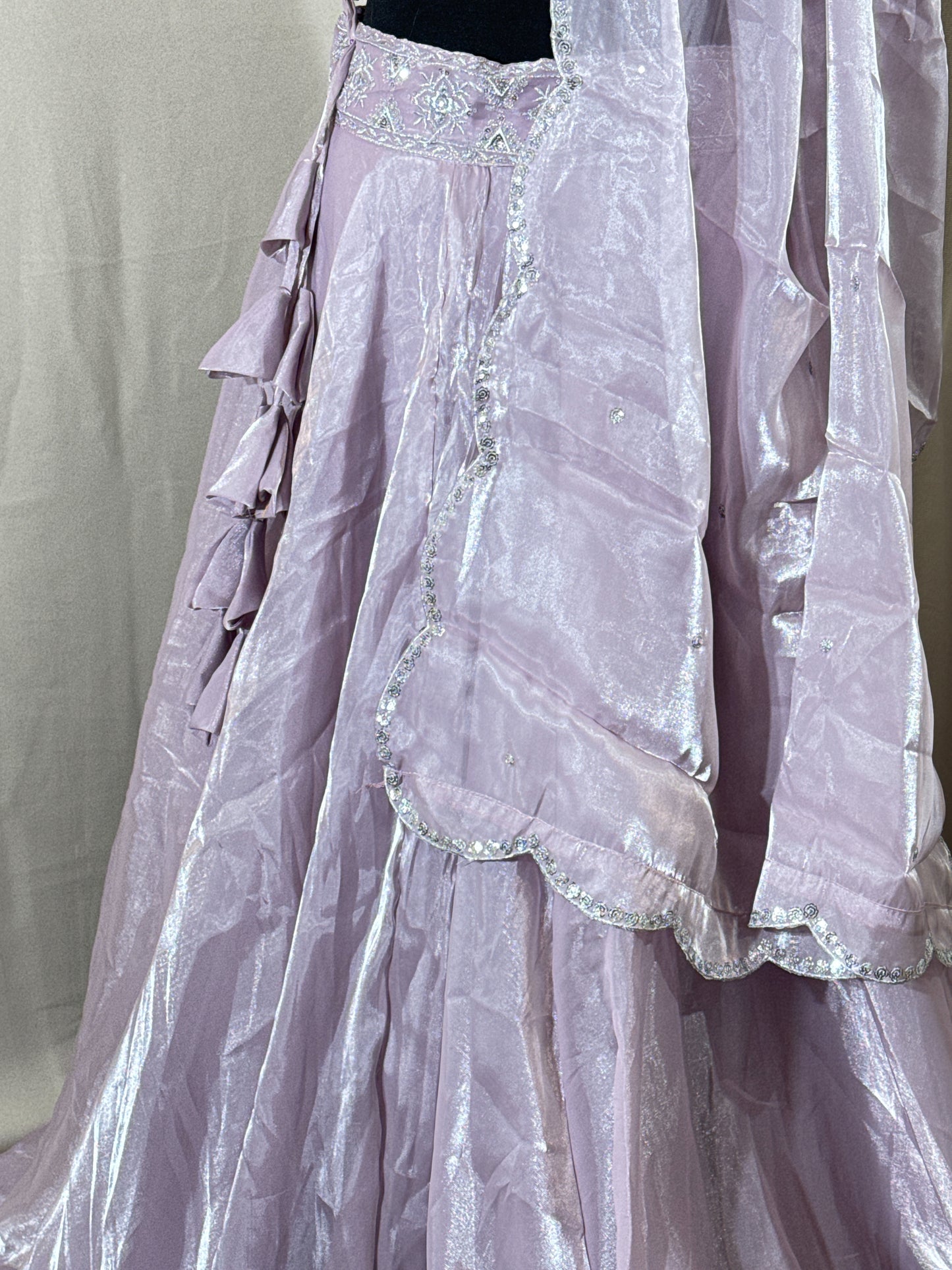 Lehenga Organza silk fluide – Mauve