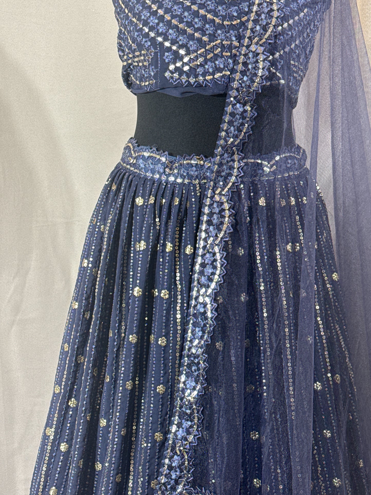 Lehenga Bleu gris