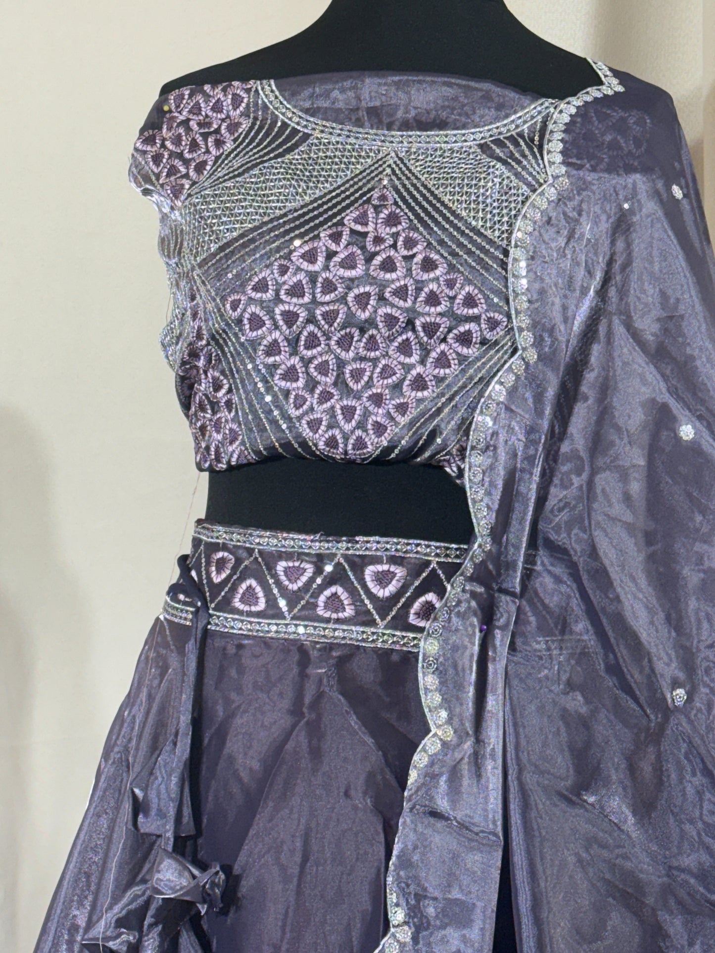 Lehenga Organza silk fluide – Violet