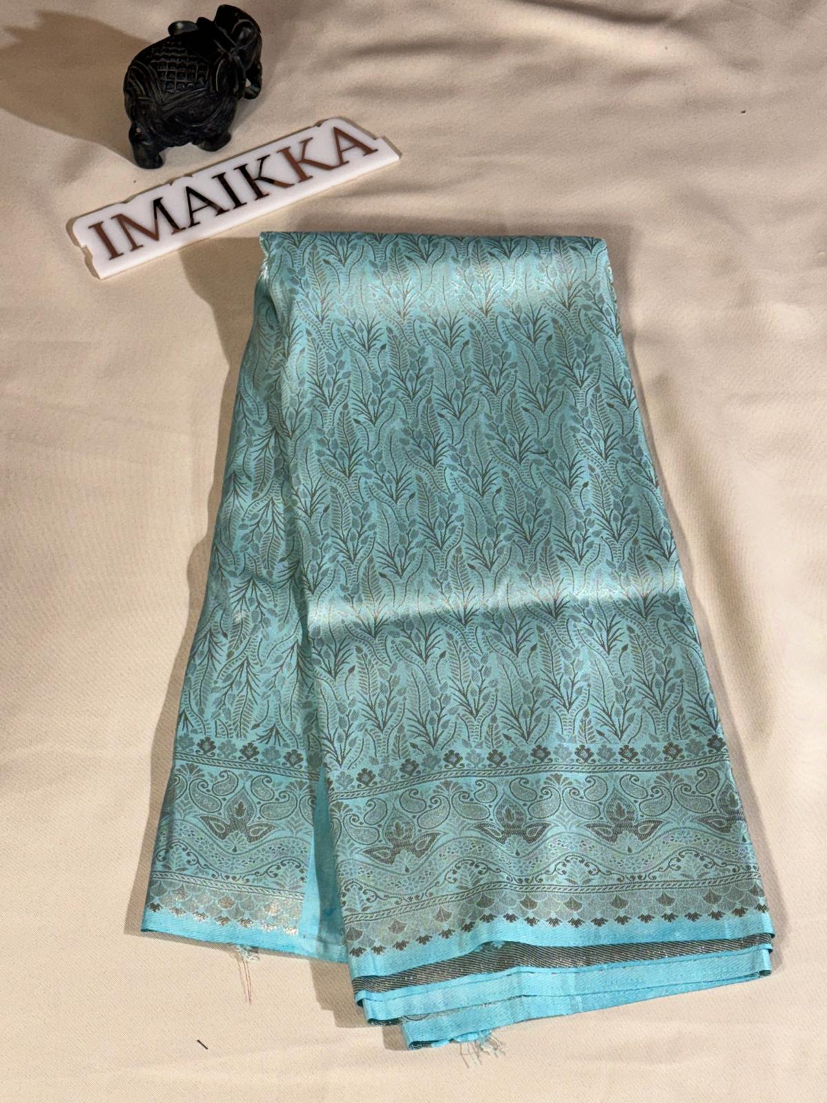 Saree Soft silk traditionnelle léger et fluide pastel –Bleu pastel