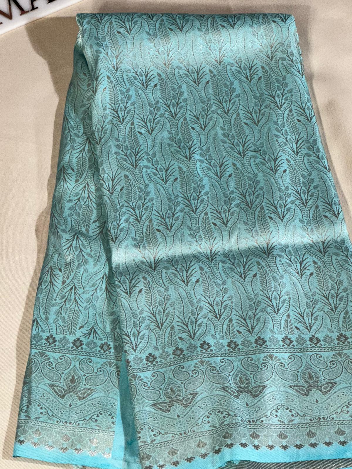 Saree Soft silk traditionnelle léger et fluide pastel –Bleu pastel