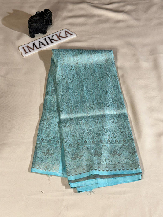 Saree Soft silk traditionnel léger et fluide pastel –Bleu pastel