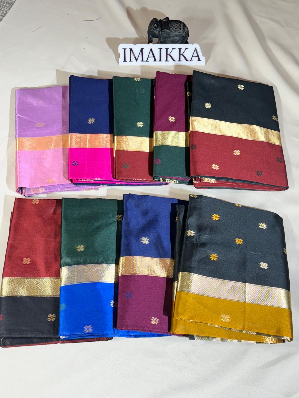 Saree Cotton fin simple – Bordeaux Vert