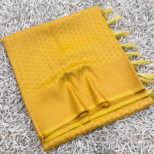 Saree Soft silk traditionnel léger et fluide - Jaune